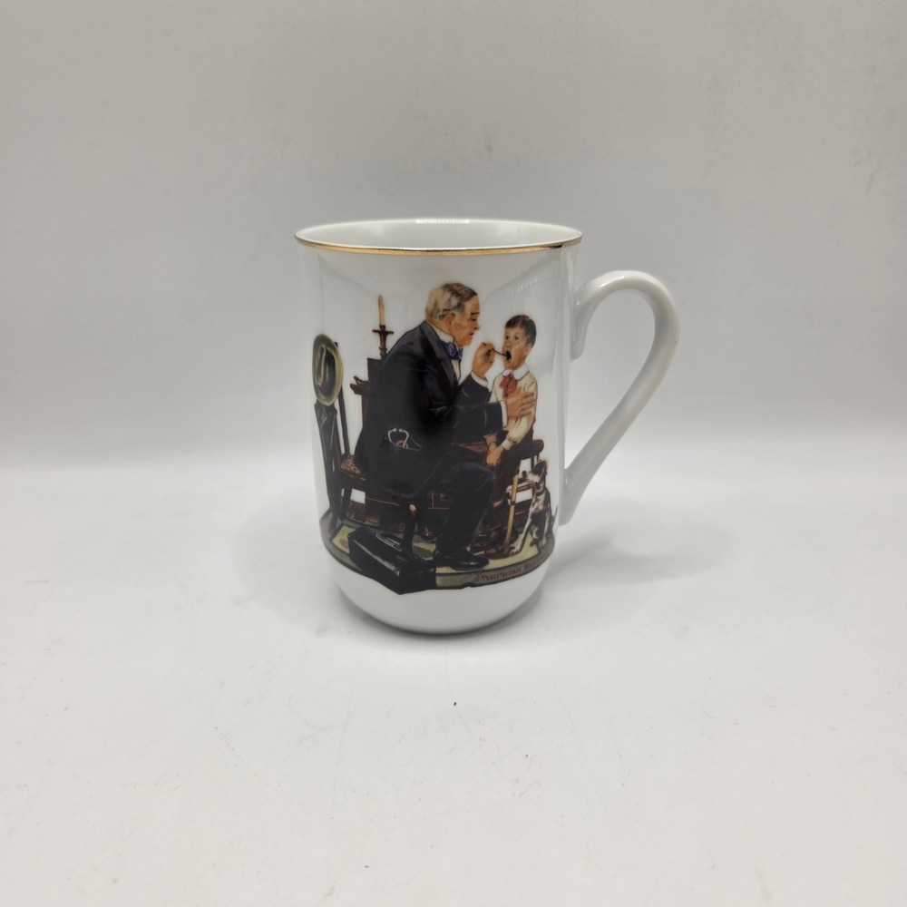 Norman Rockwell Museum The Country Doctor Mug White‎ Gold Rim Americana Vintage